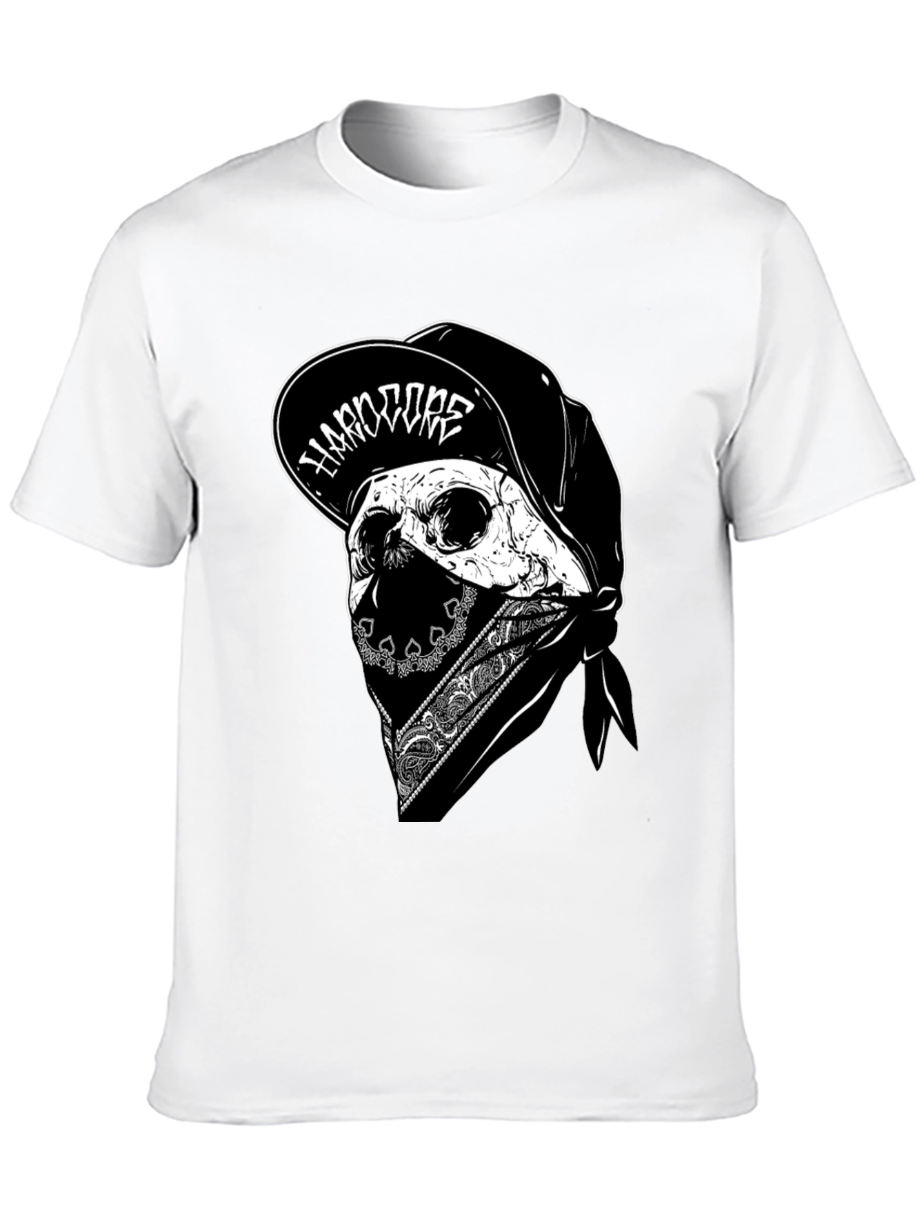 Hardcore Skull Graphic Tee - Black