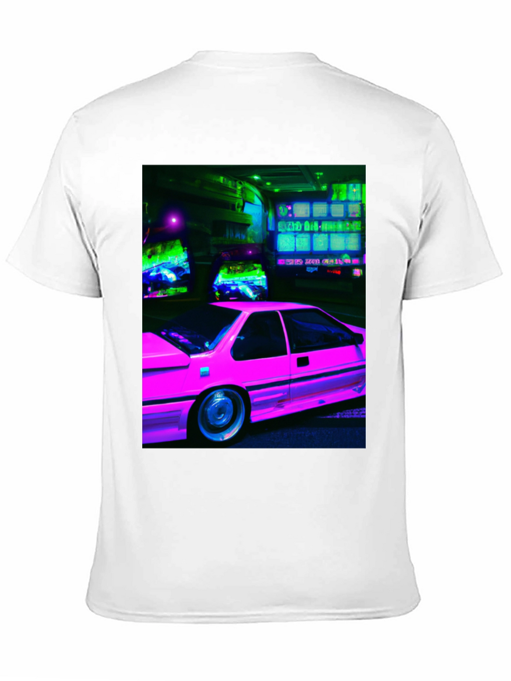Retro Neon Car Black T-Shirt