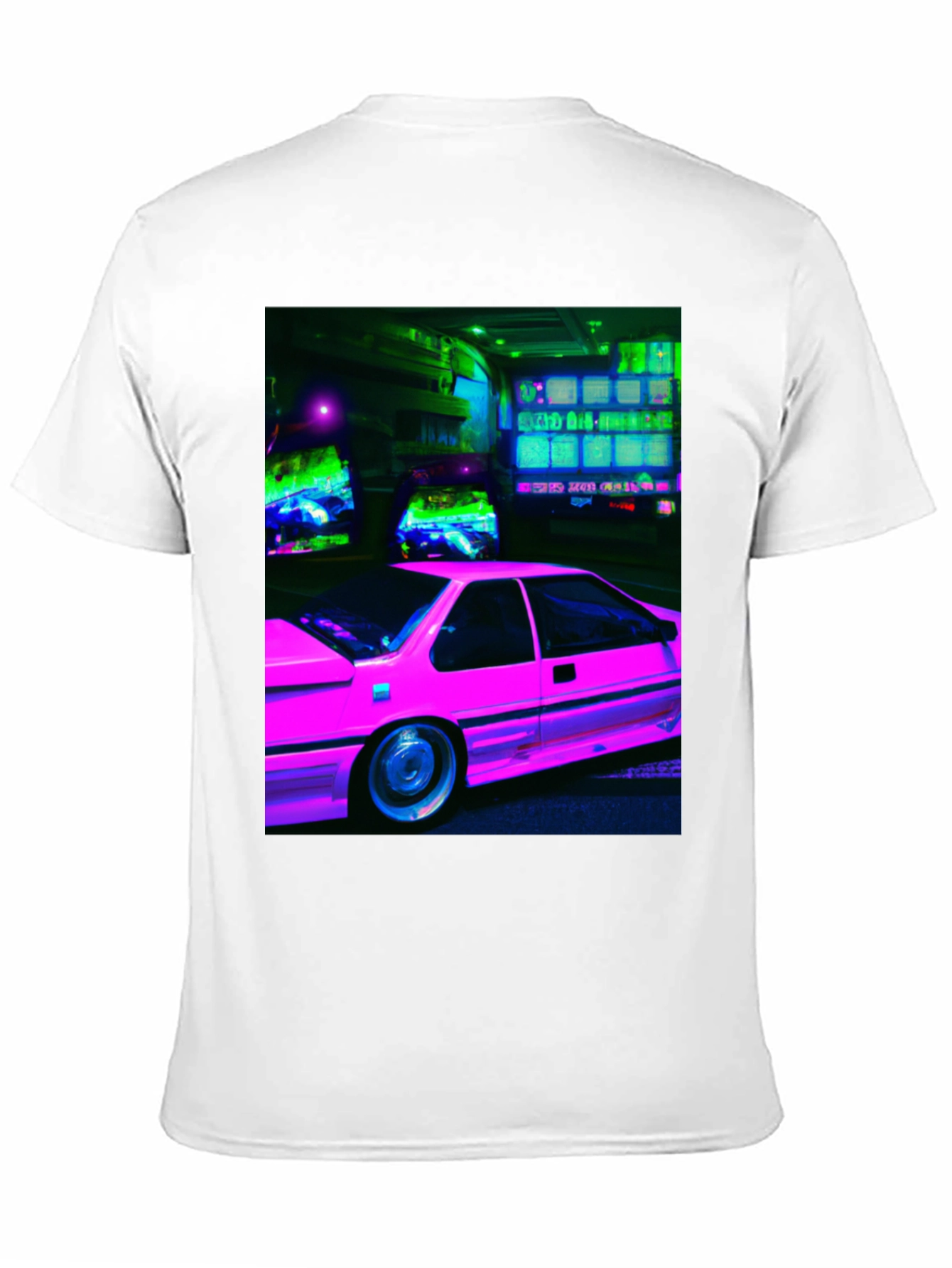 Retro Neon Car Black T-Shirt
