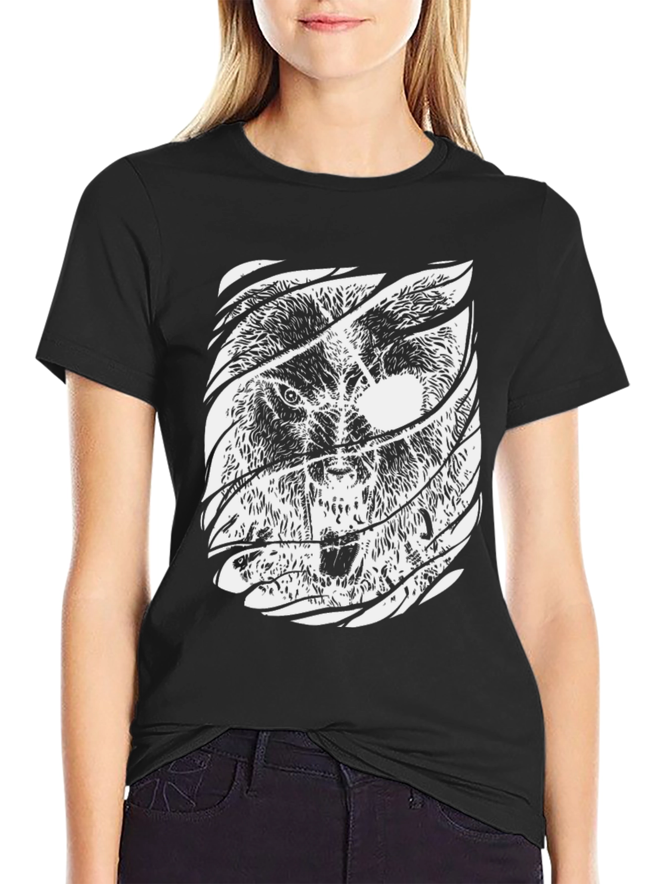 Black Lion Graphic Print Mens T-Shirt