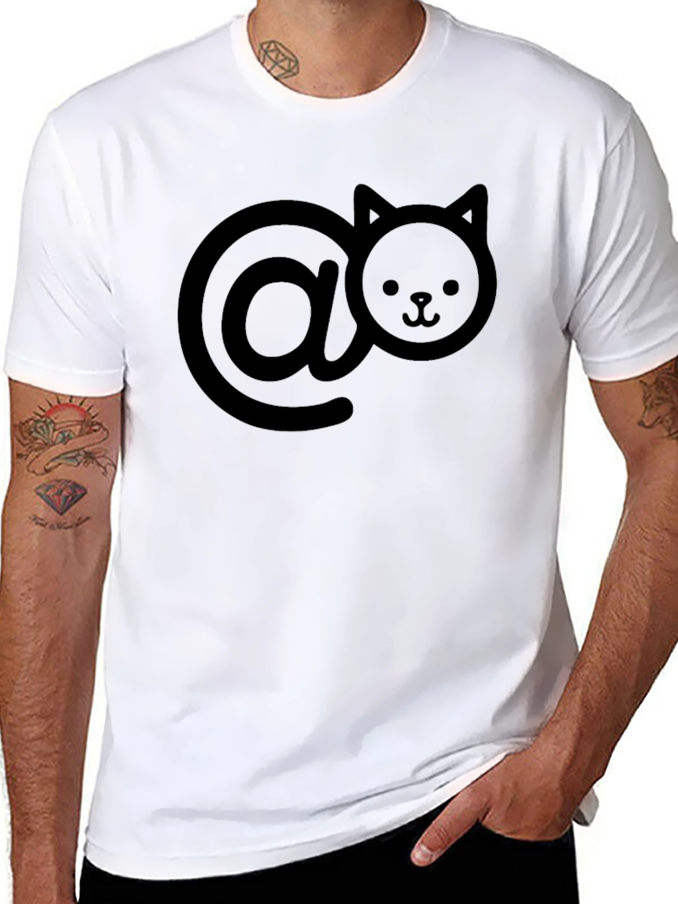 Cool Cat-At Sign Black T-Shirt