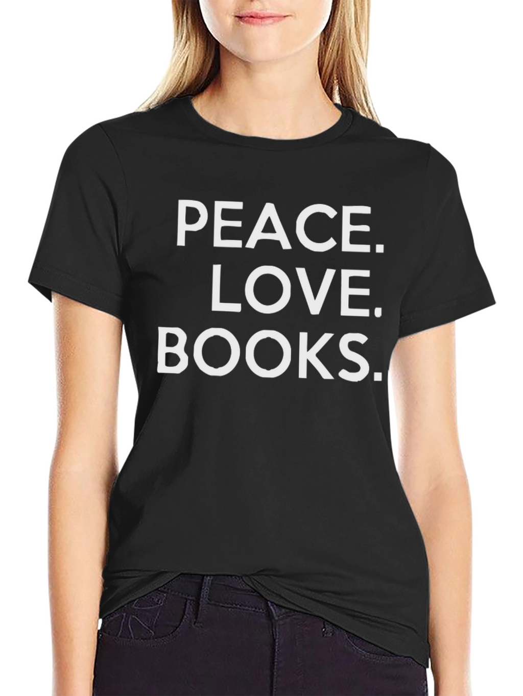 Peace Love Books Graphic T-Shirt - Black