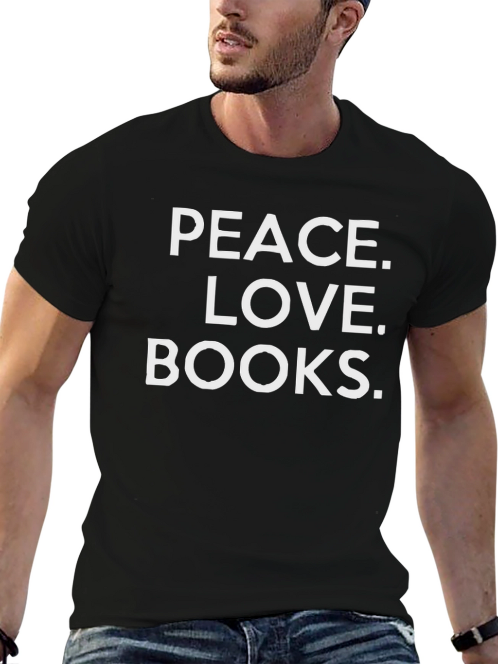 Peace Love Books Graphic T-Shirt - Black