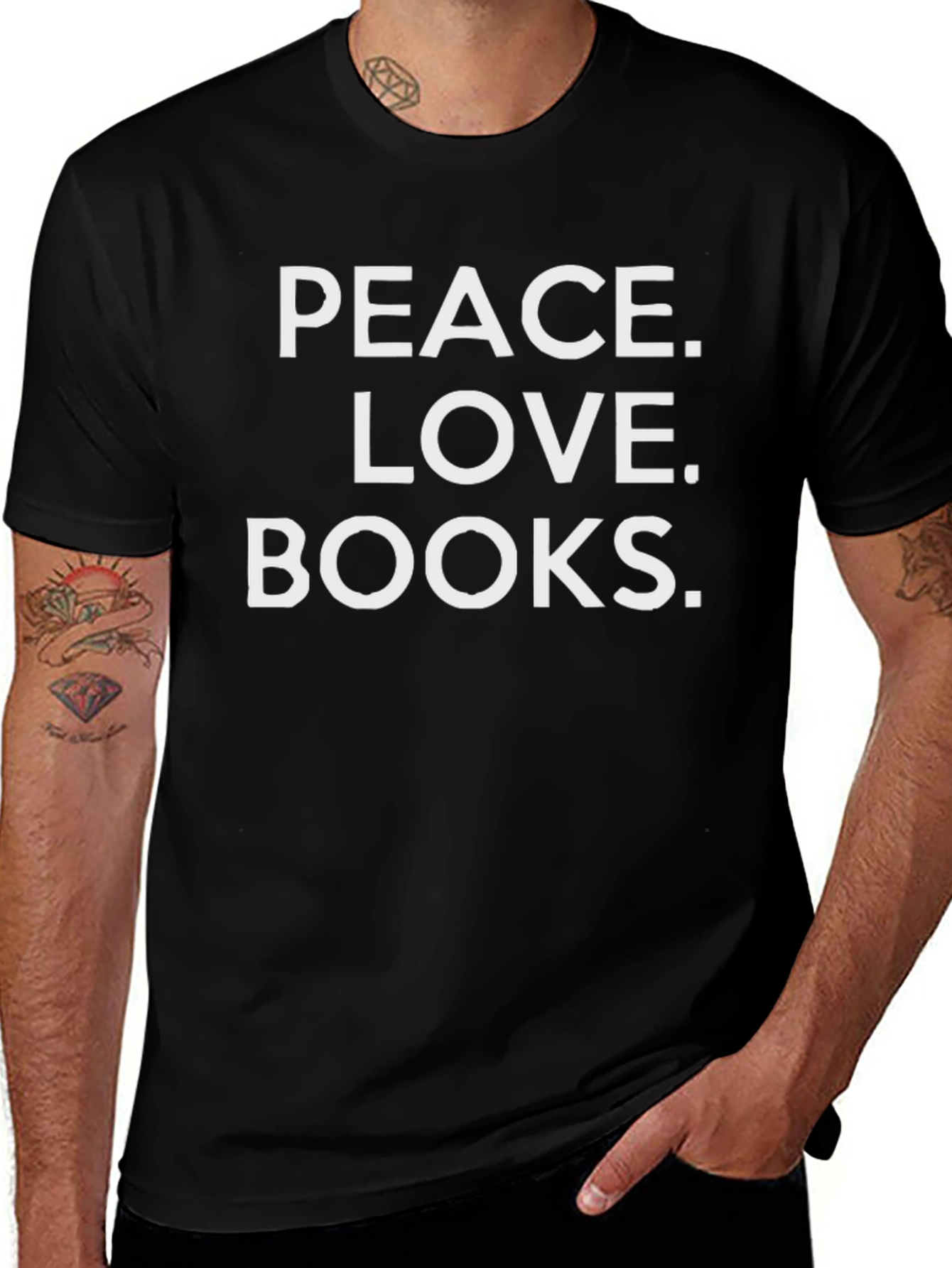 Peace Love Books Graphic T-Shirt - Black