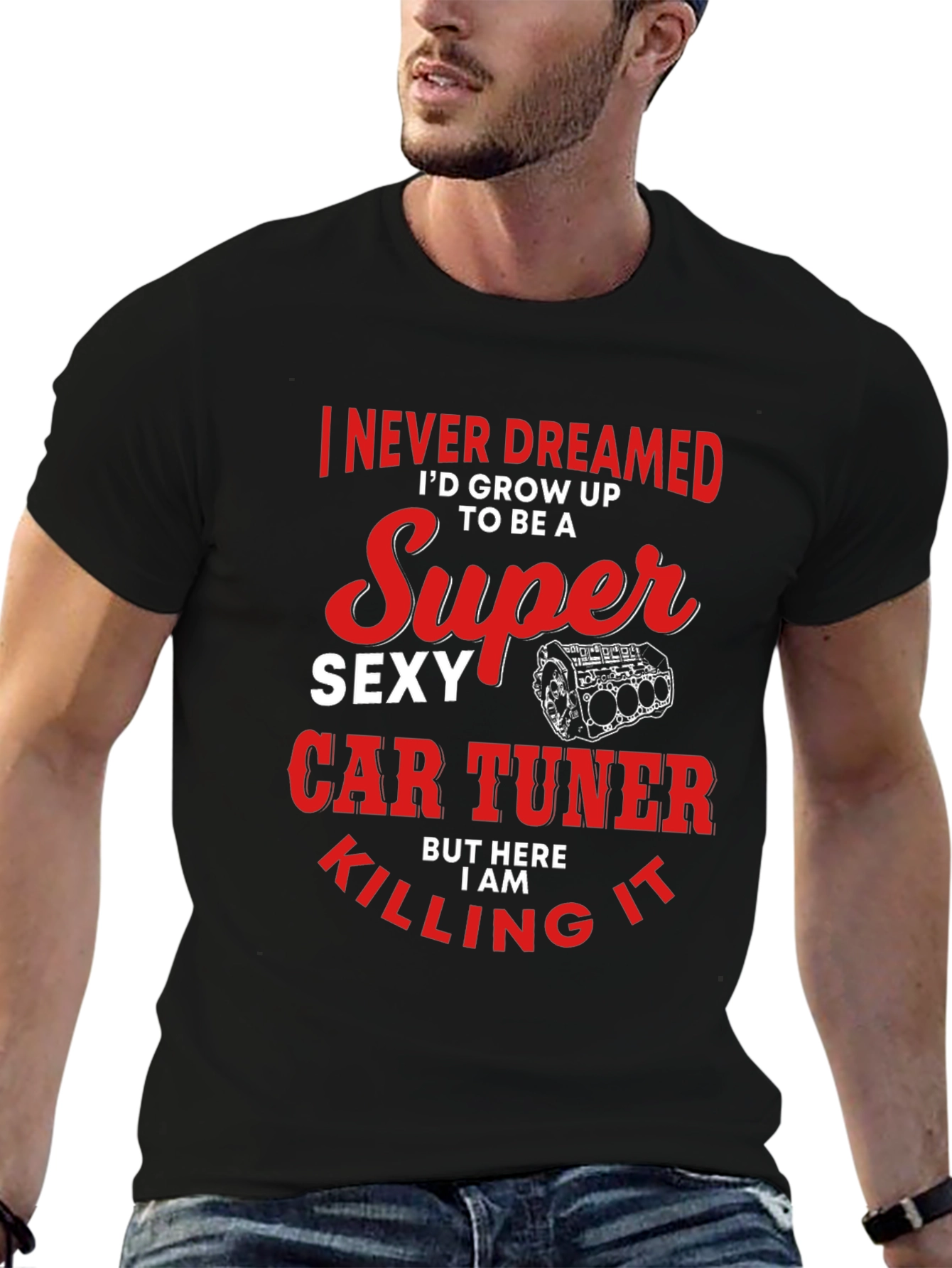 Super Sexy Car Tuner Black Graphic T-Shirt