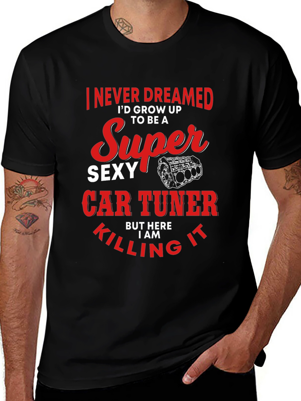 Super Sexy Car Tuner Black Graphic T-Shirt