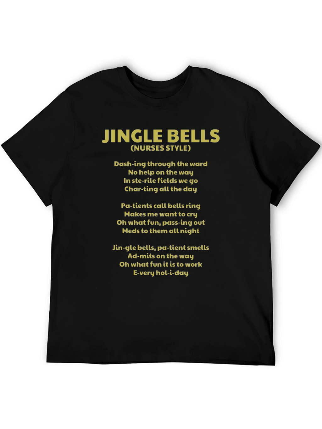 Jingle Bells Nurses Style Black T-Shirt