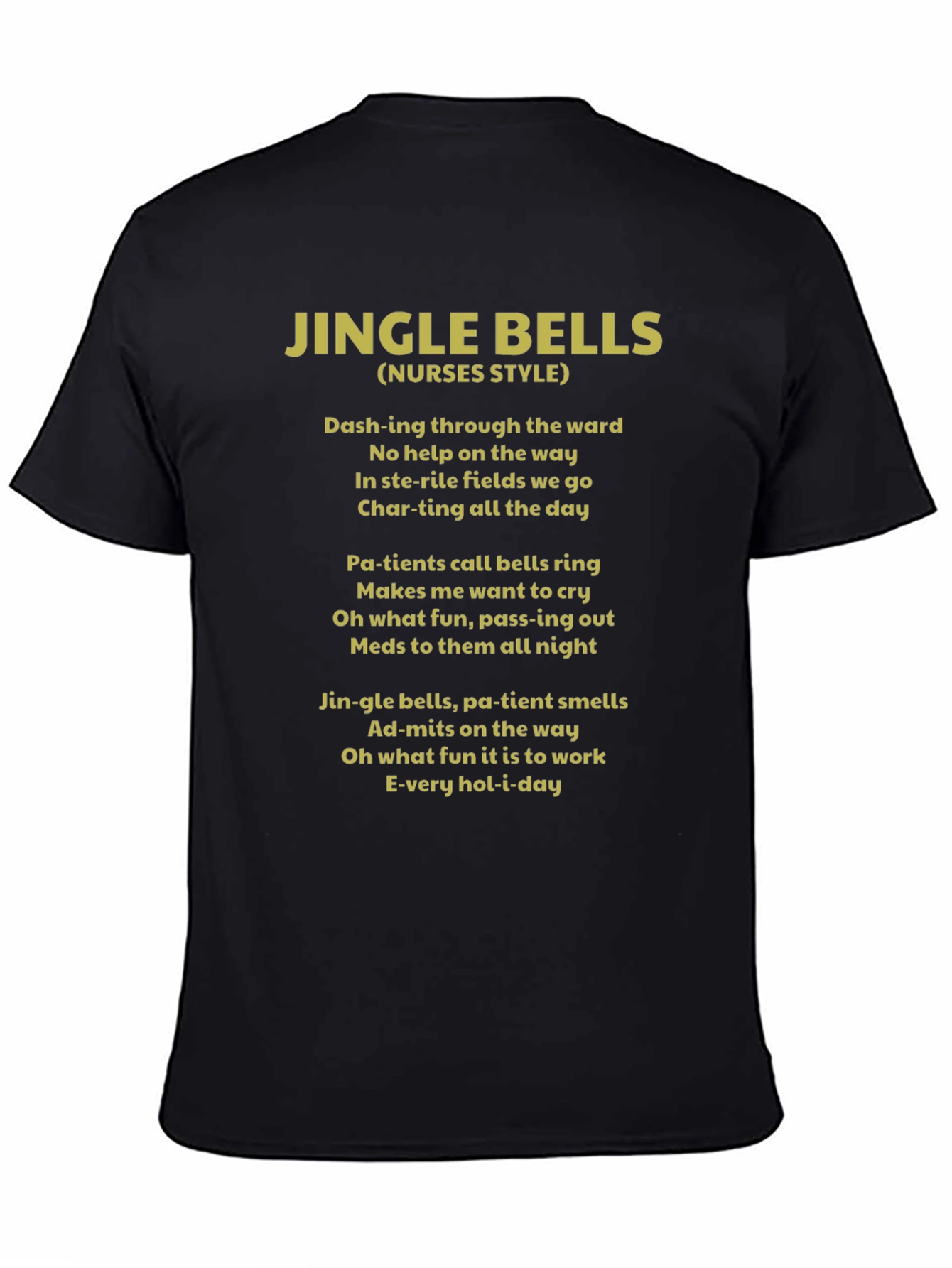 Jingle Bells Nurses Style Black T-Shirt