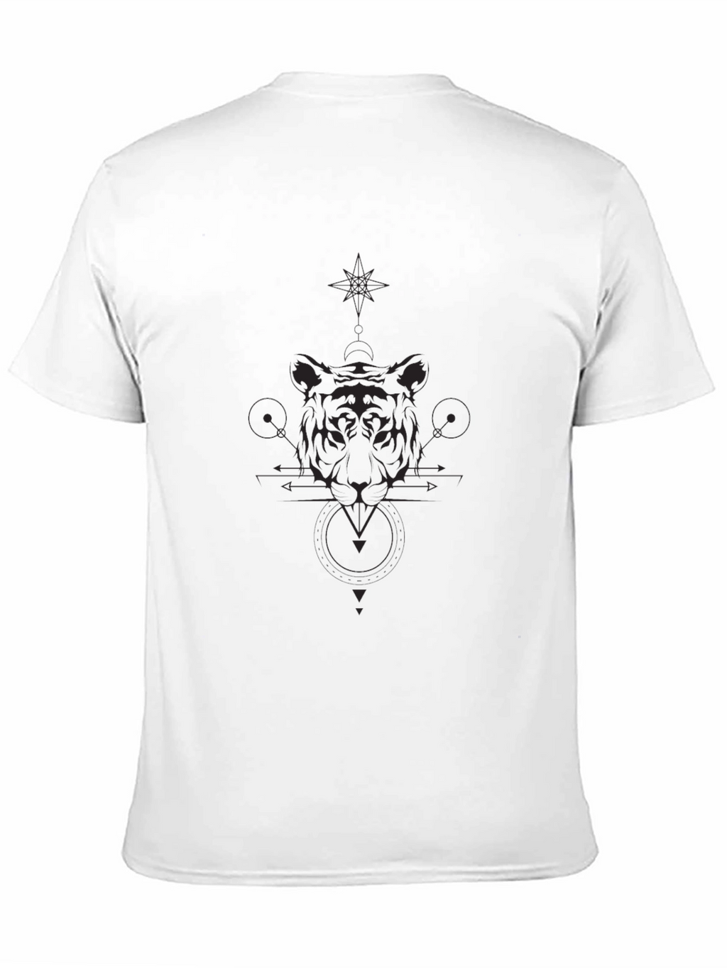 Geometric Tiger Graphic Black T-Shirt