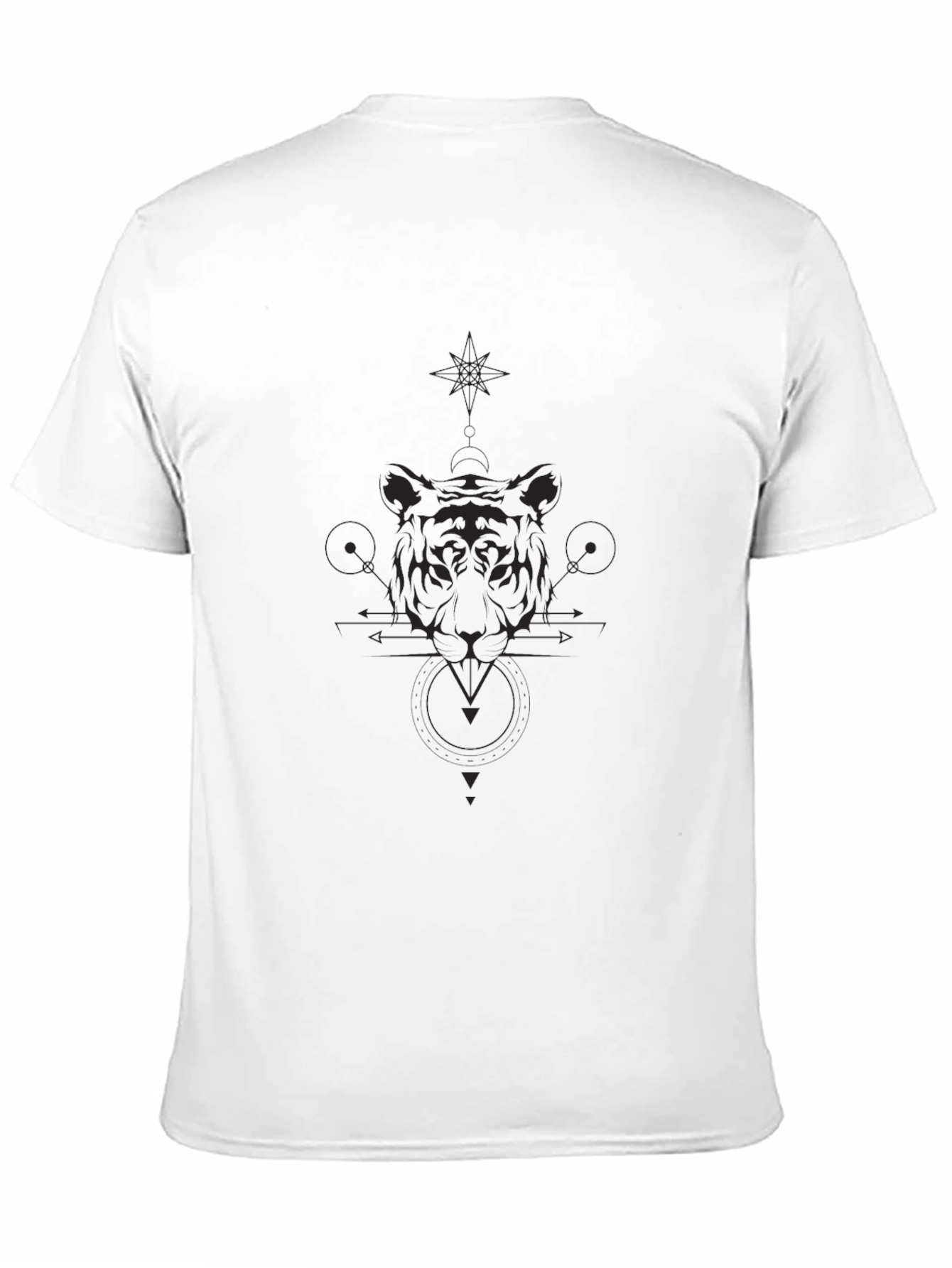 Geometric Tiger Graphic Black T-Shirt