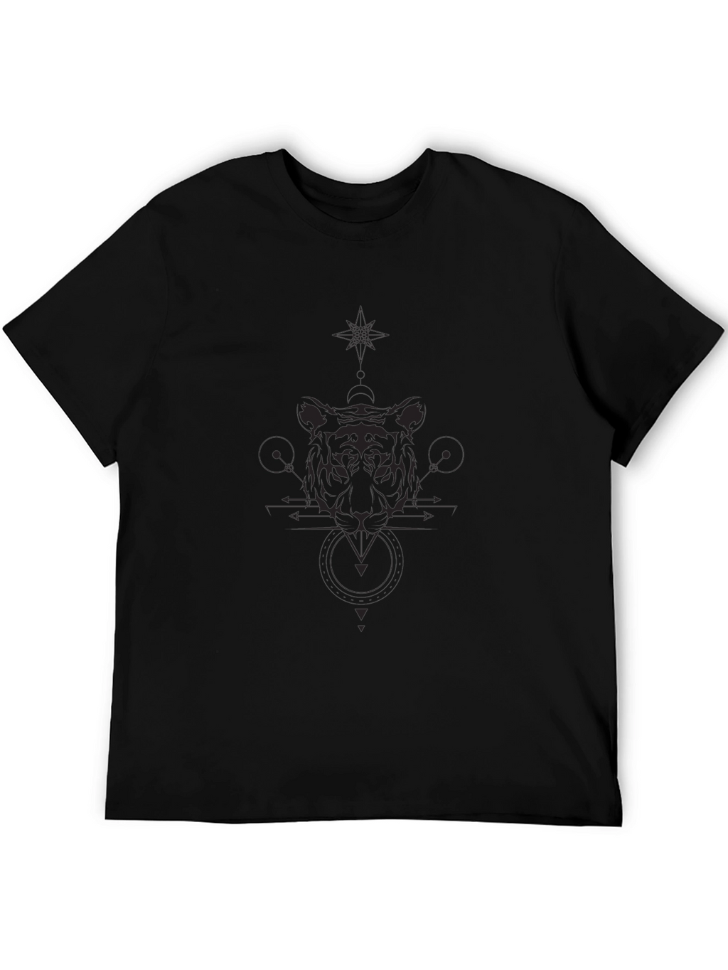 Geometric Tiger Graphic Black T-Shirt