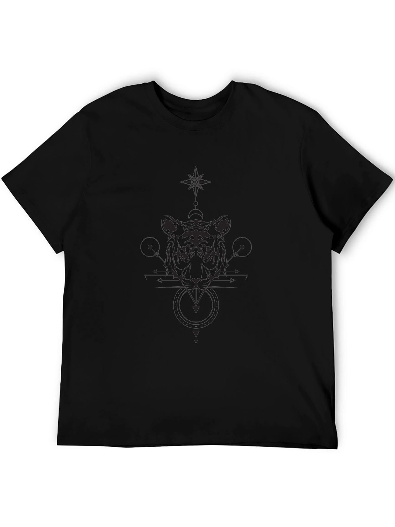 Geometric Tiger Graphic Black T-Shirt