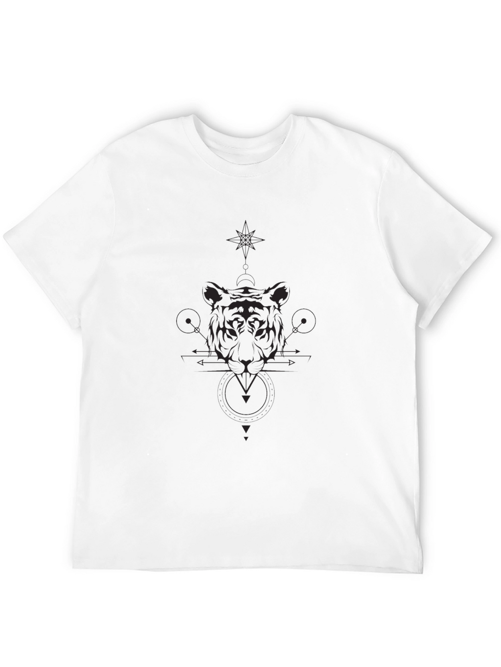 Geometric Tiger Graphic Black T-Shirt