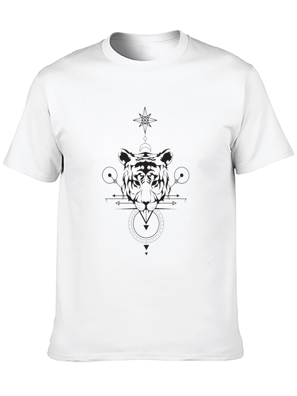 Geometric Tiger Graphic Black T-Shirt