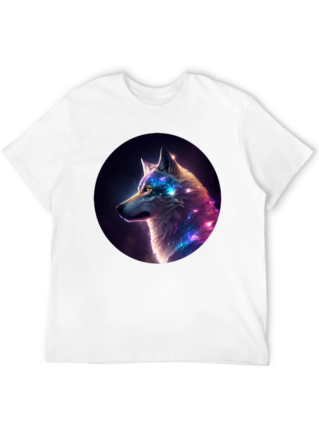 Cosmic Wolf Graphic Tee - Black Cotton Blend
