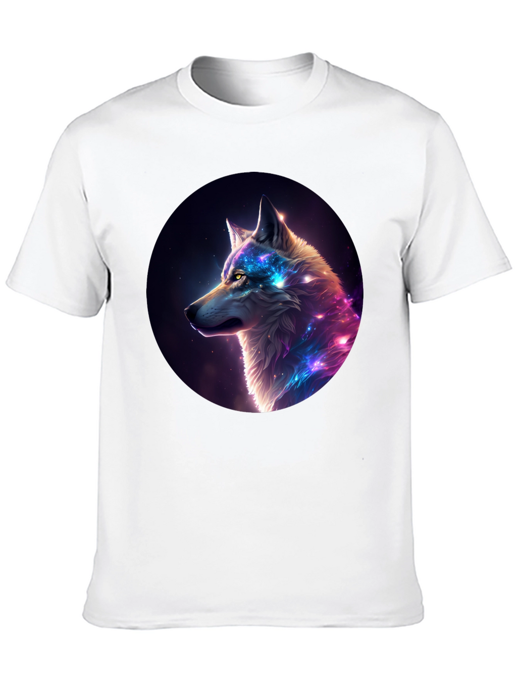 Cosmic Wolf Graphic Tee - Black Cotton Blend