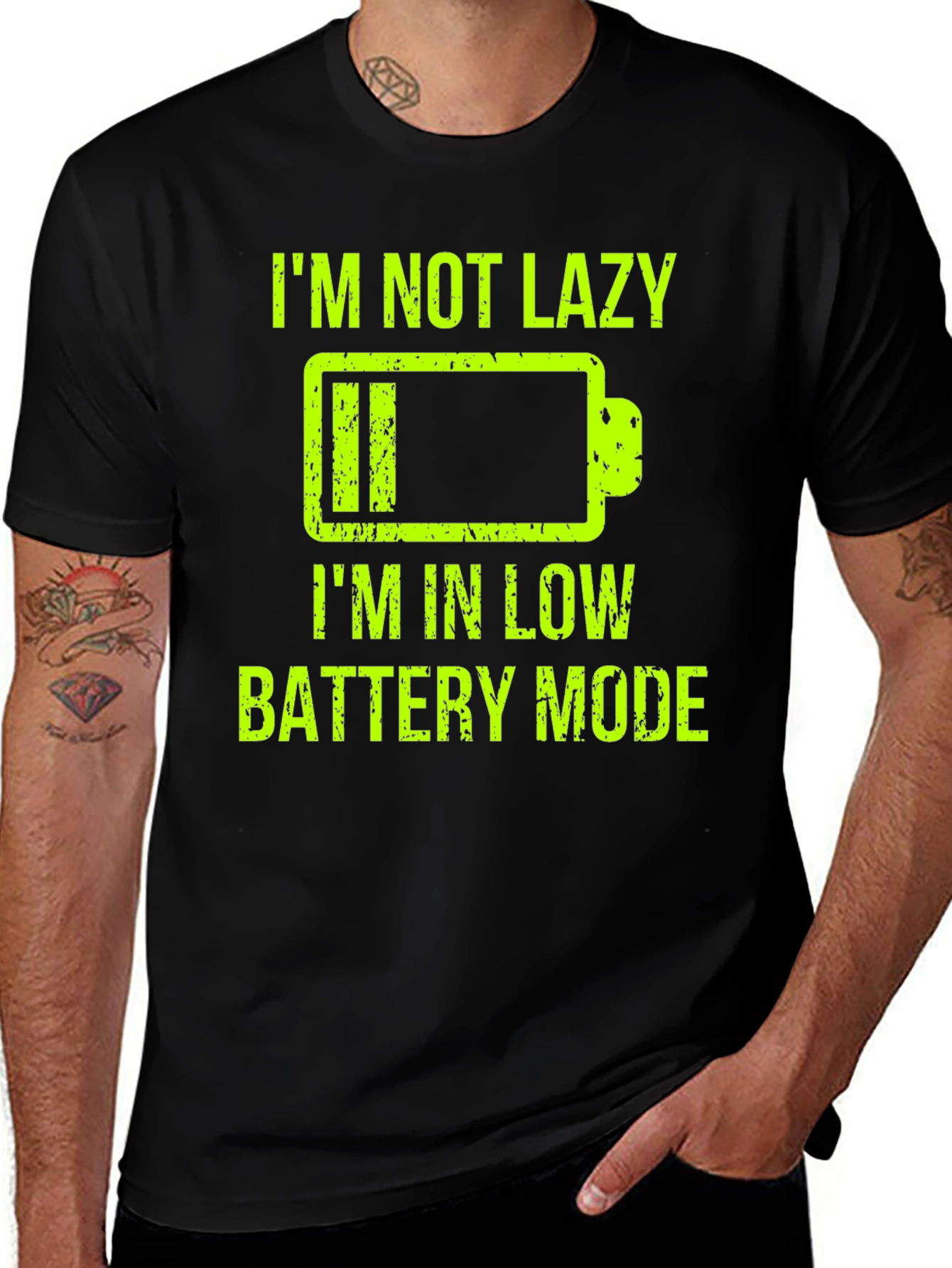 Im Not Lazy Low Battery Mode Funny Graphic T-Shirt