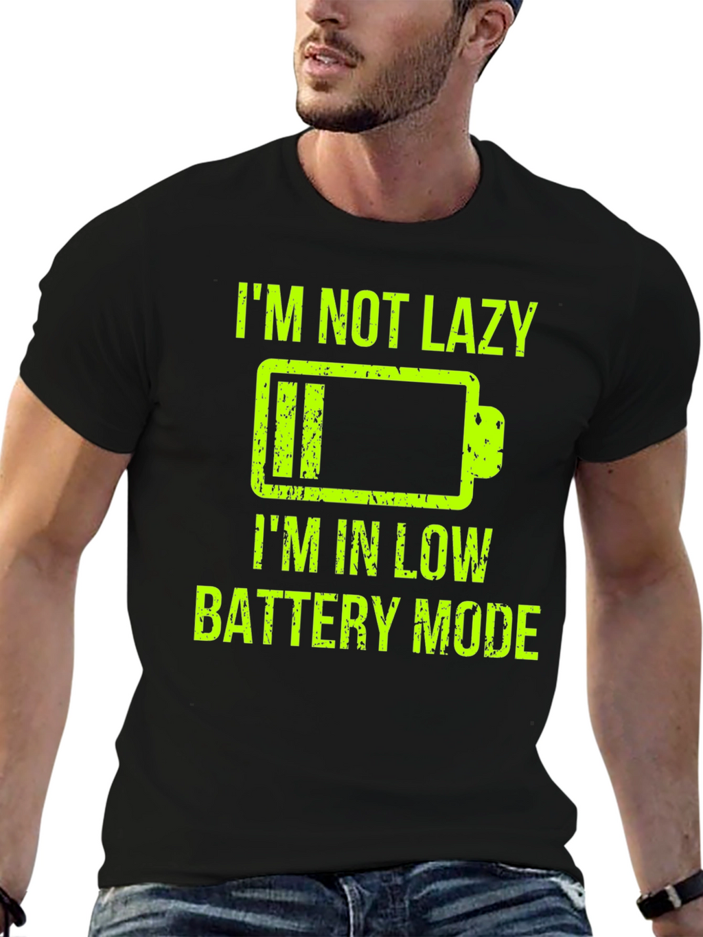 Im Not Lazy Low Battery Mode Funny Graphic T-Shirt
