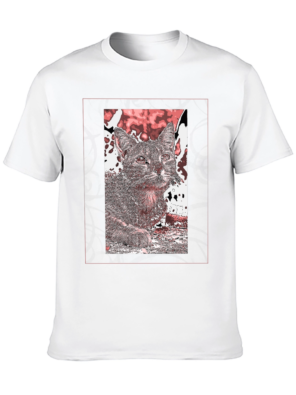 Cat Art Graphic Print Black T-Shirt