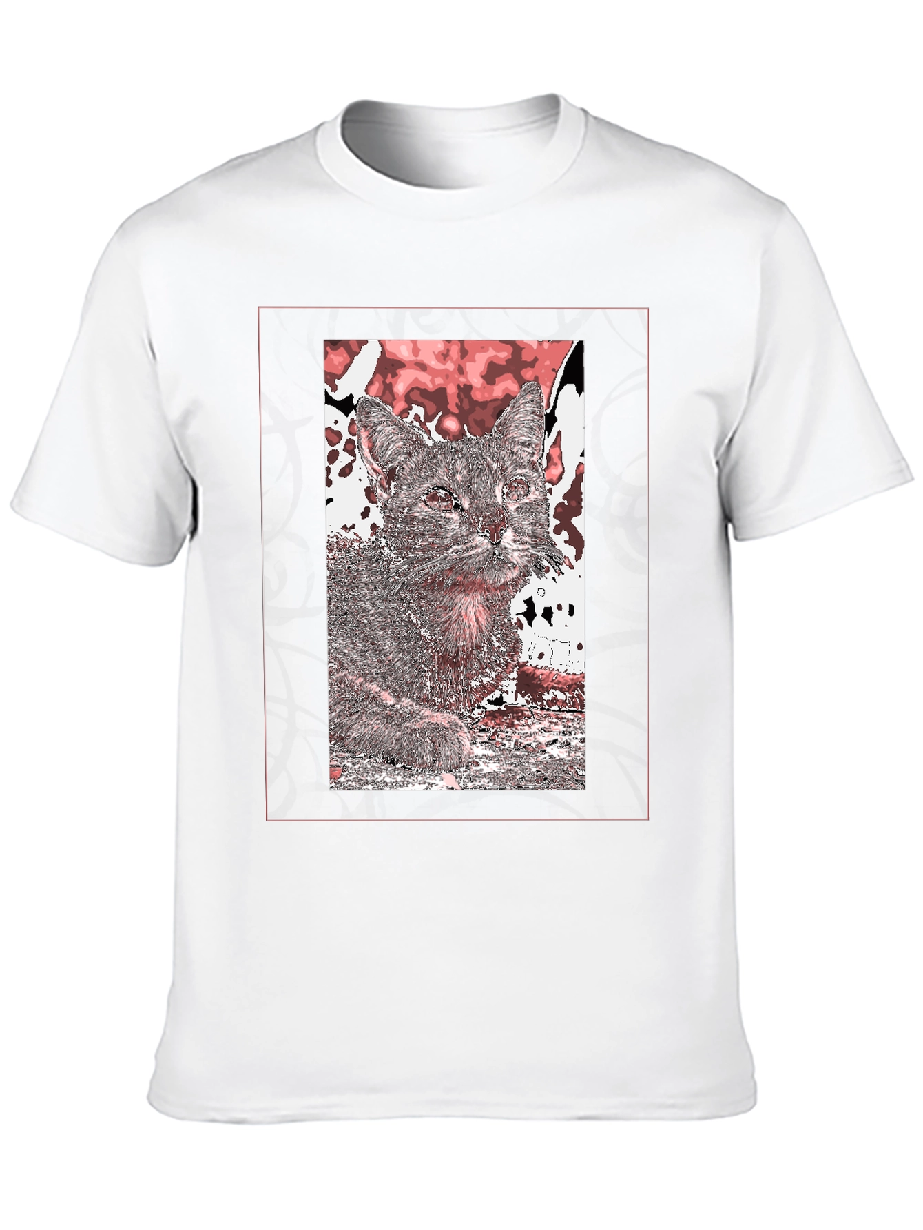 Cat Art Graphic Print Black T-Shirt