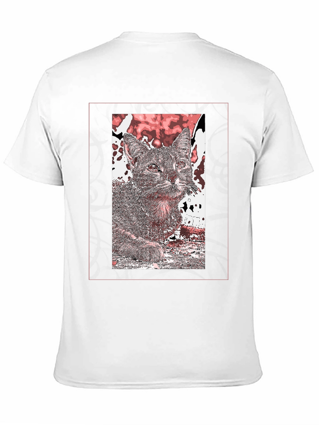 Cat Art Graphic Print Black T-Shirt