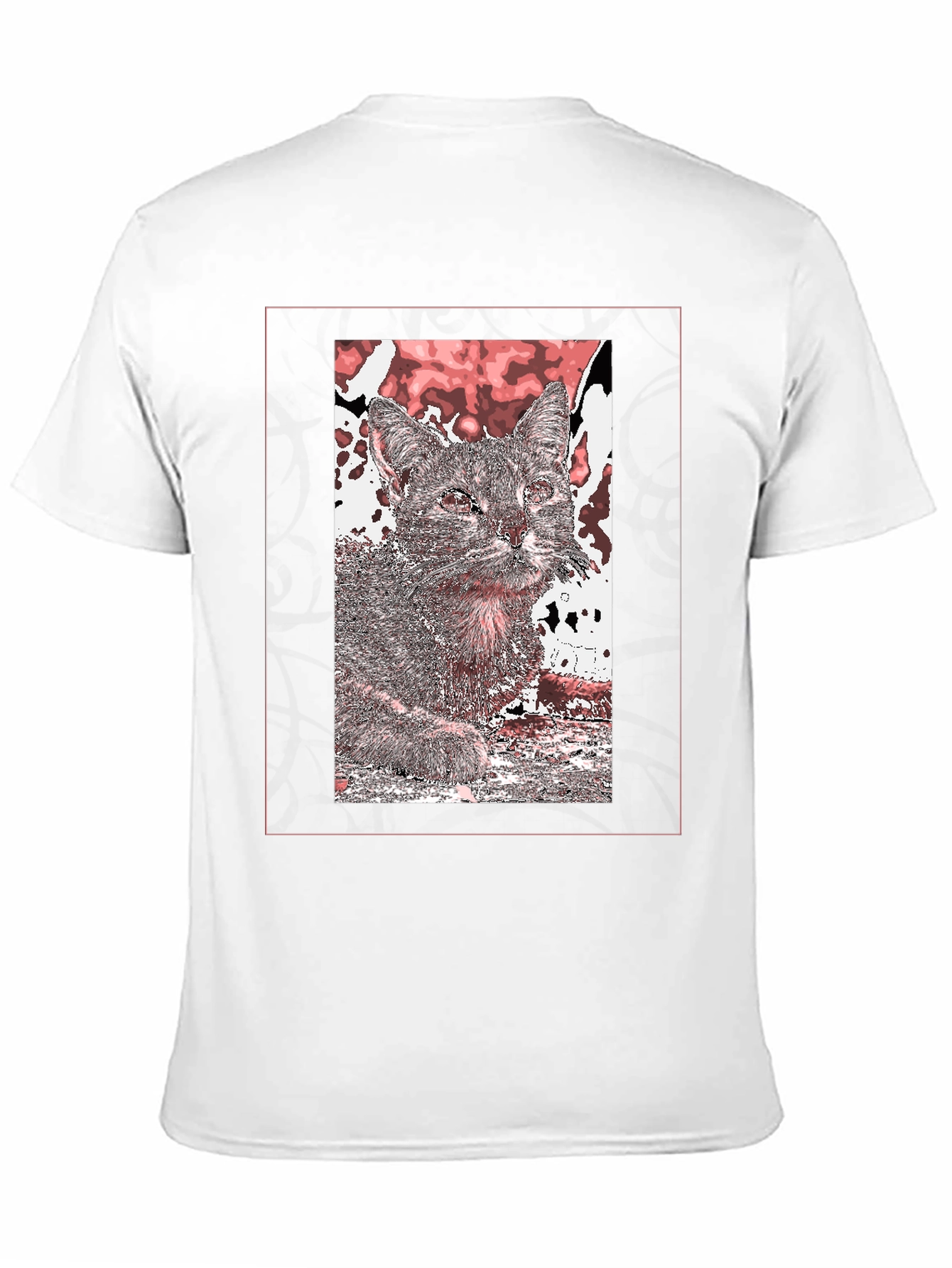 Cat Art Graphic Print Black T-Shirt