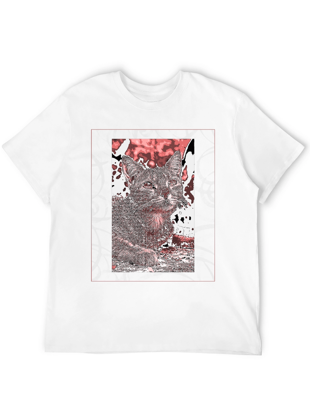 Cat Art Graphic Print Black T-Shirt