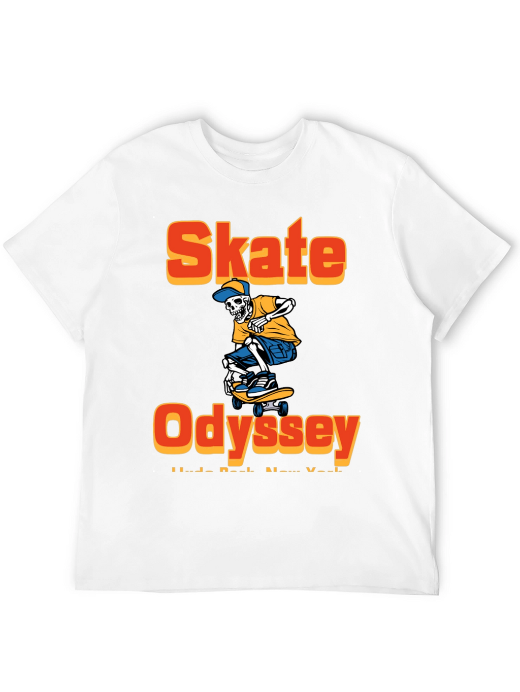 Skate Odyssey Graphic Tee - Cool Skeleton Skateboard Design