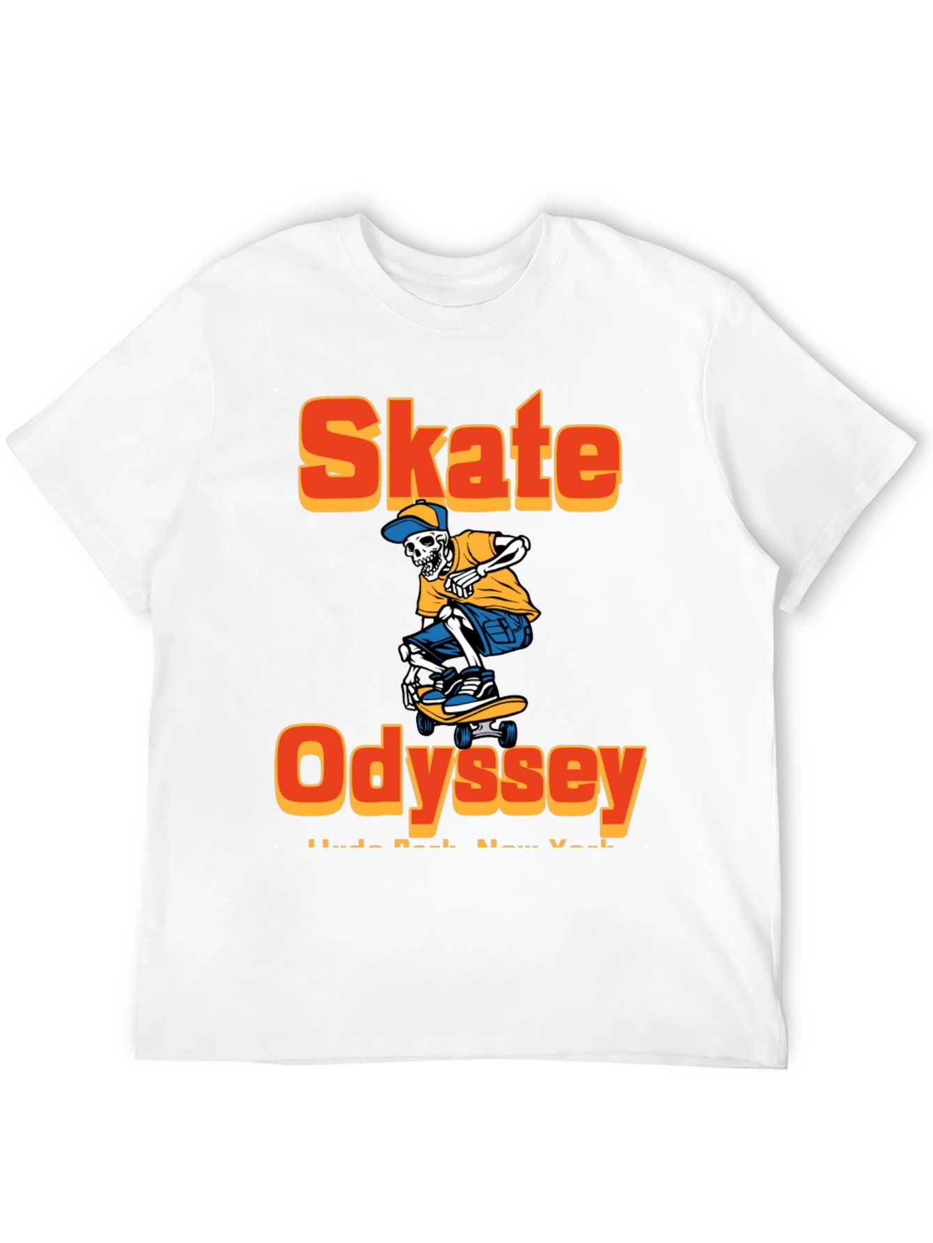 Skate Odyssey Graphic Tee - Cool Skeleton Skateboard Design