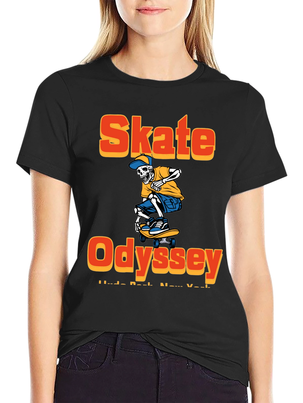 Skate Odyssey Graphic Tee - Cool Skeleton Skateboard Design