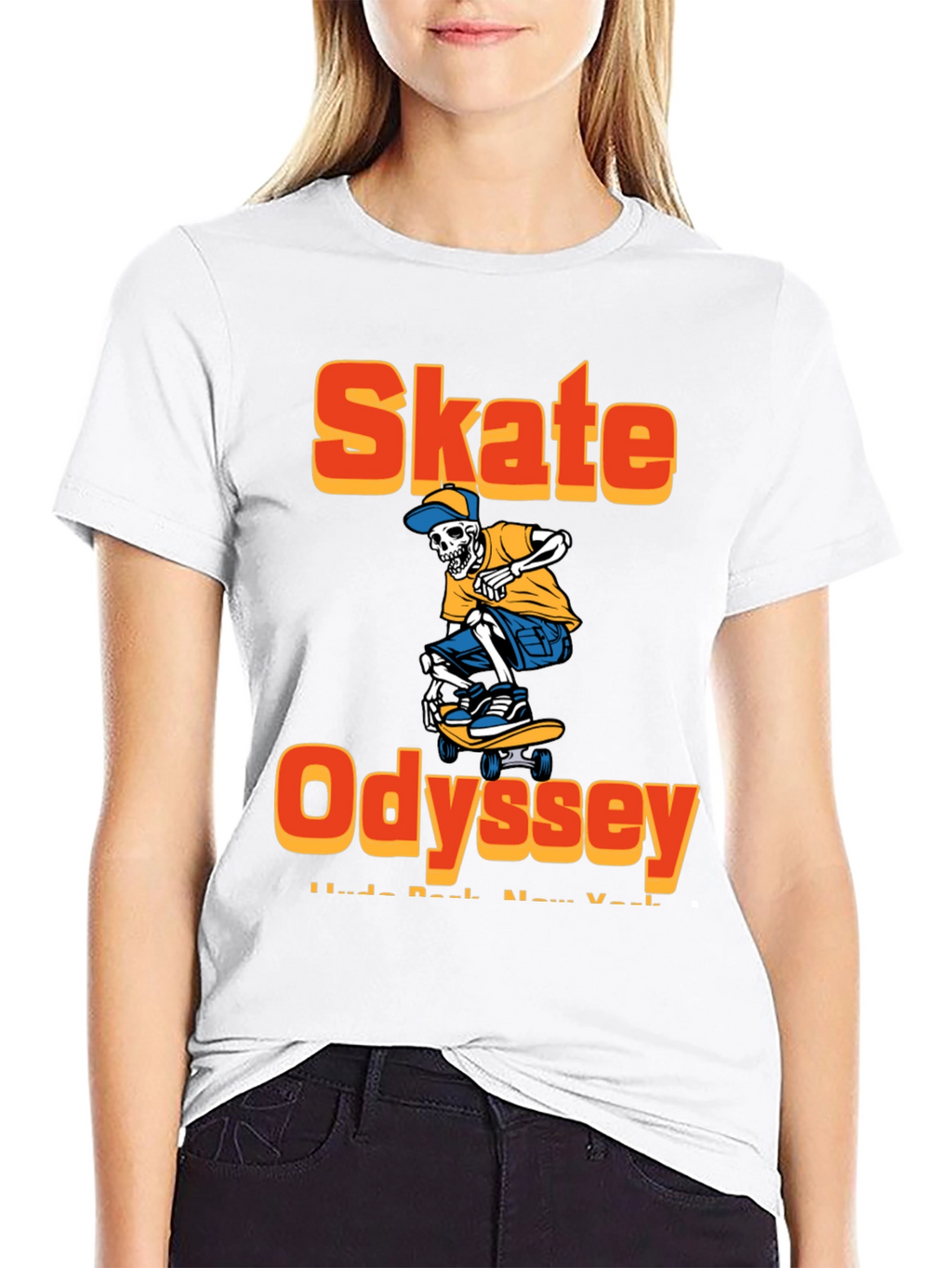 Skate Odyssey Graphic Tee - Cool Skeleton Skateboard Design