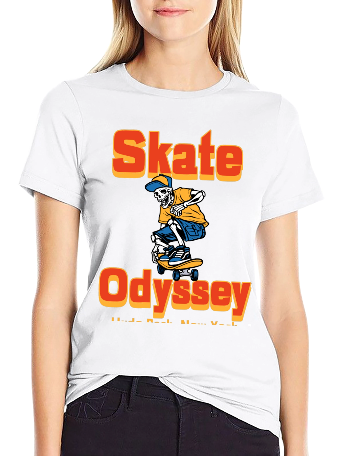 Skate Odyssey Graphic Tee - Cool Skeleton Skateboard Design