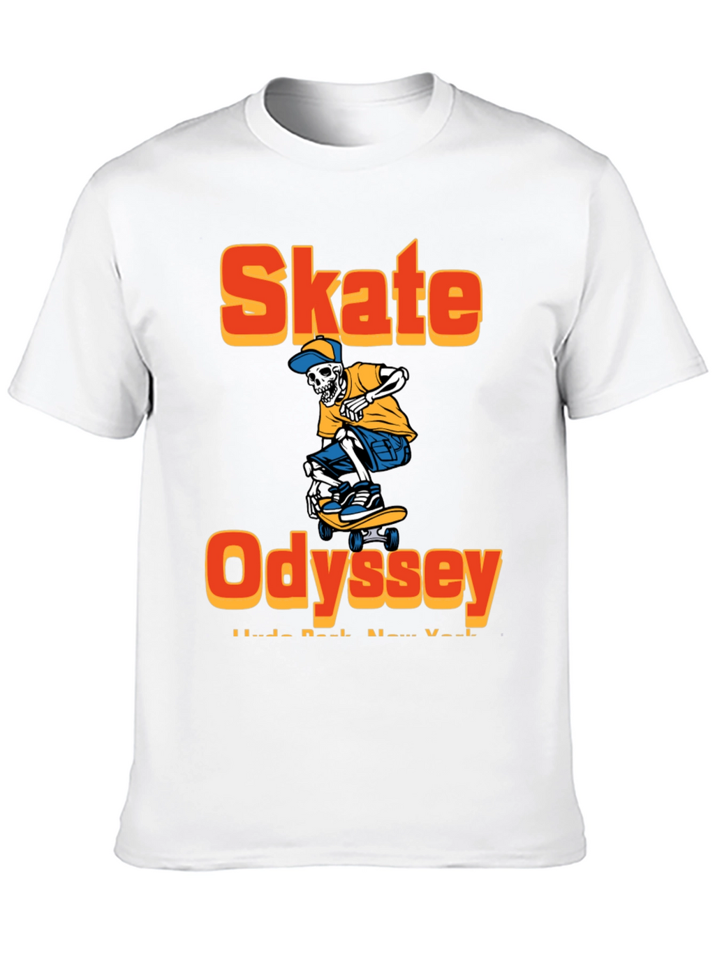 Skate Odyssey Graphic Tee - Cool Skeleton Skateboard Design