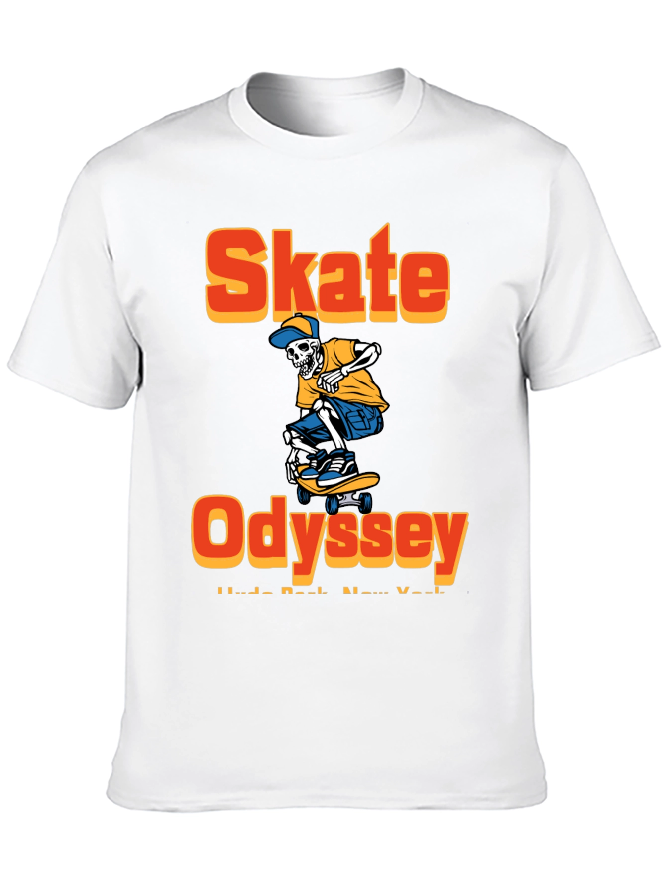 Skate Odyssey Graphic Tee - Cool Skeleton Skateboard Design