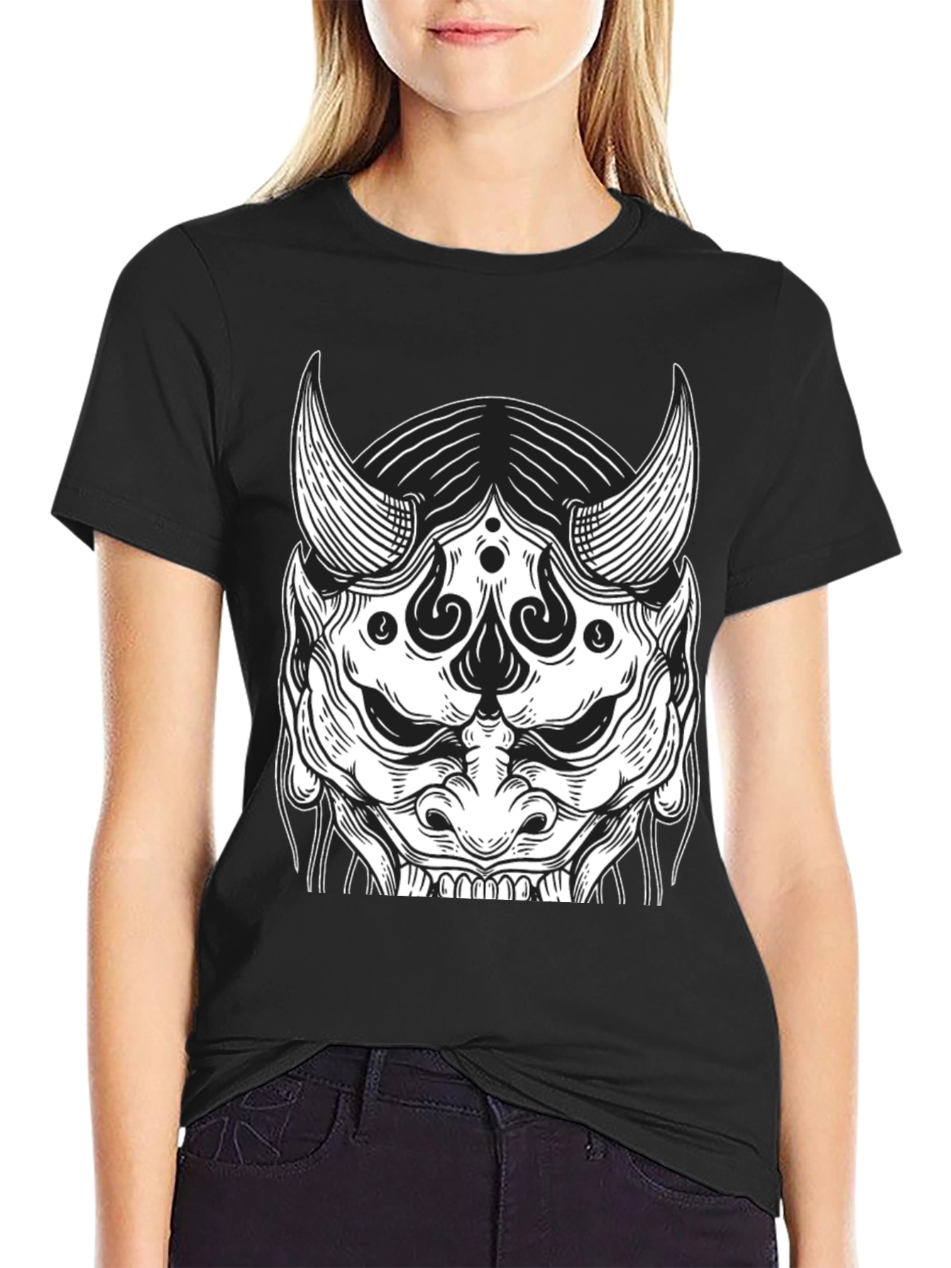 Black Oni Mask Graphic Tee