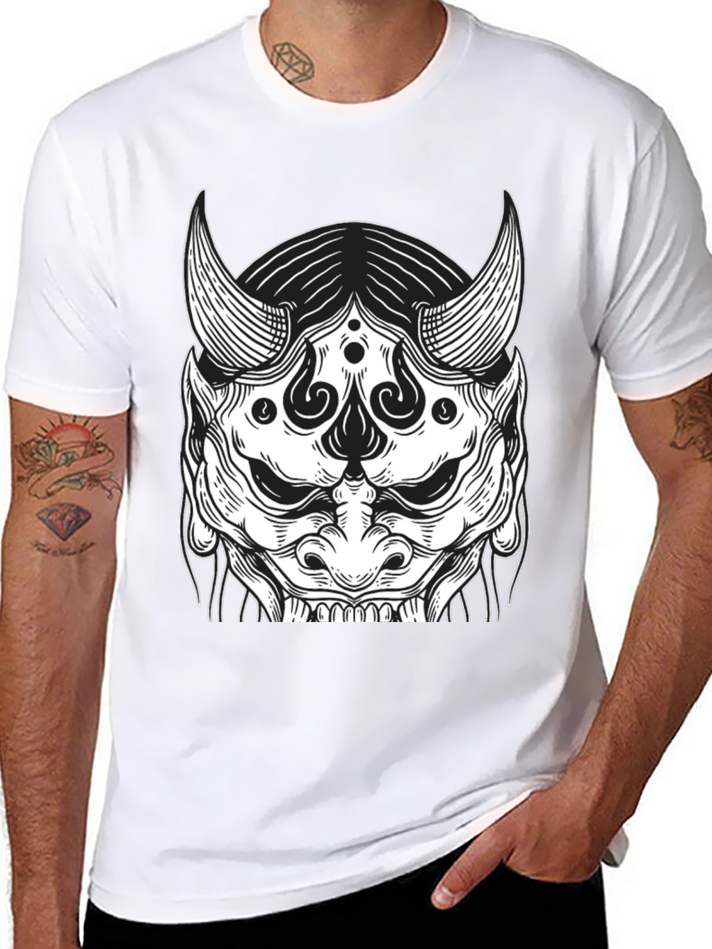 Black Oni Mask Graphic Tee
