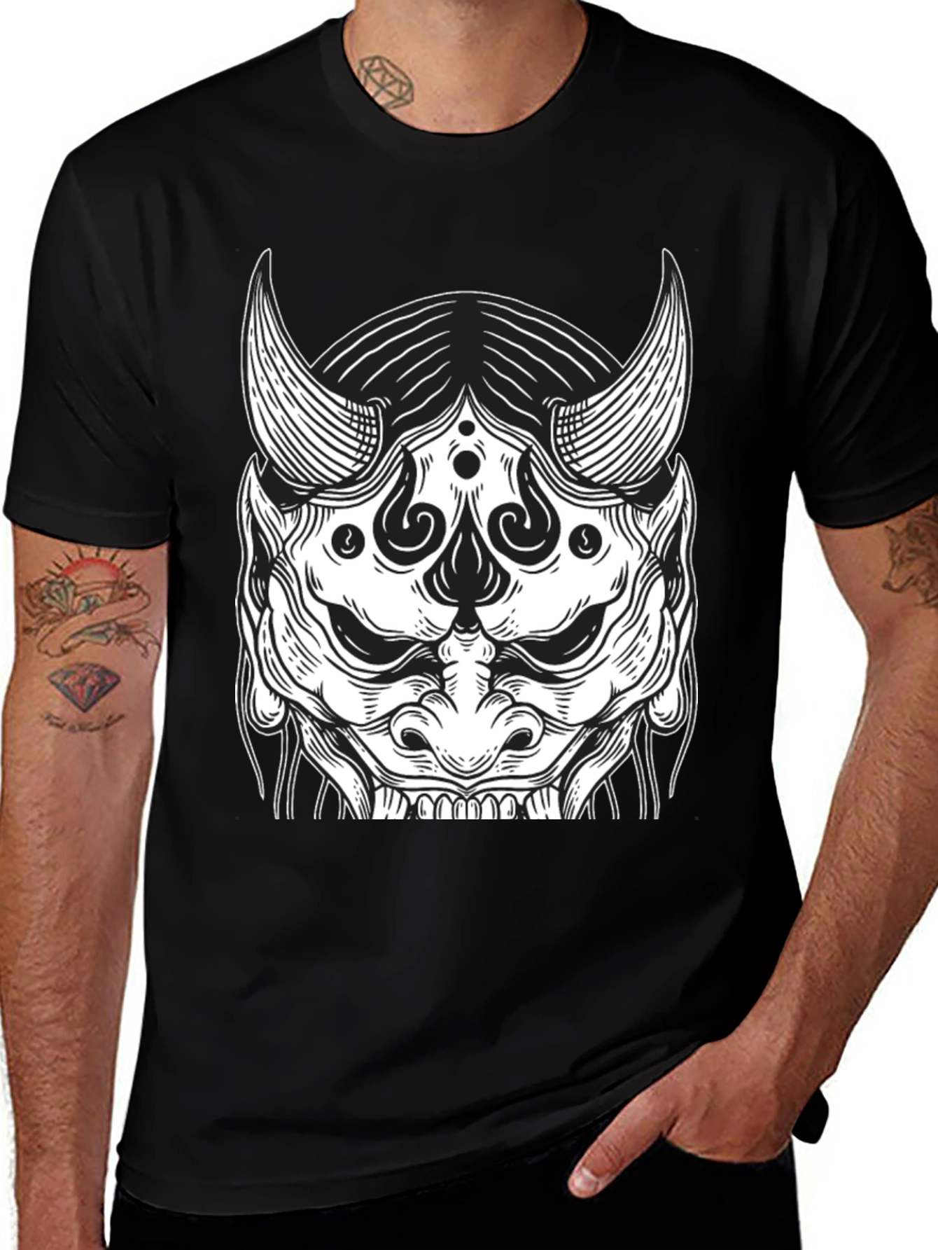 Black Oni Mask Graphic Tee