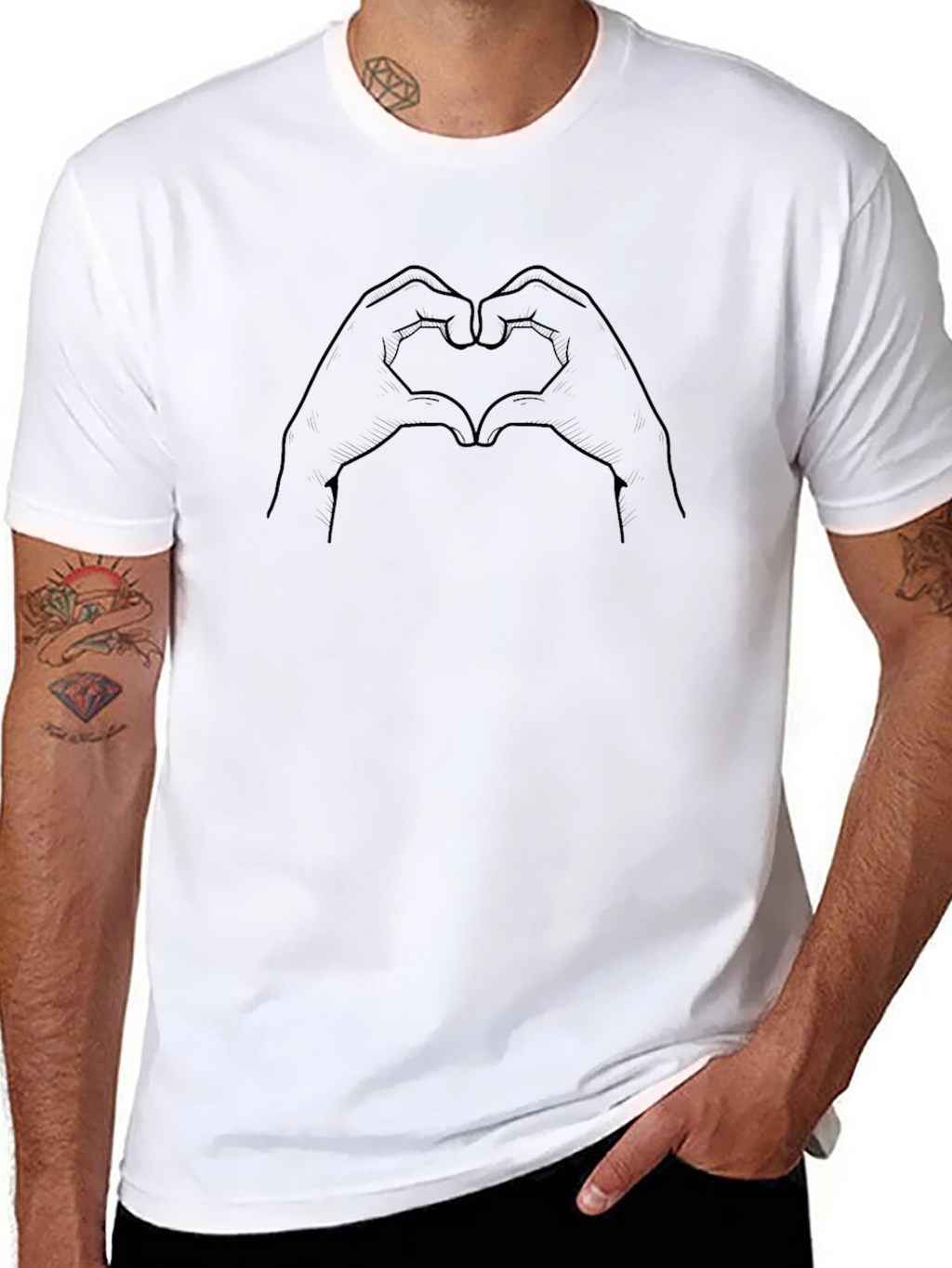 Heart Hands Graphic T-Shirt - Modern Casual Tee