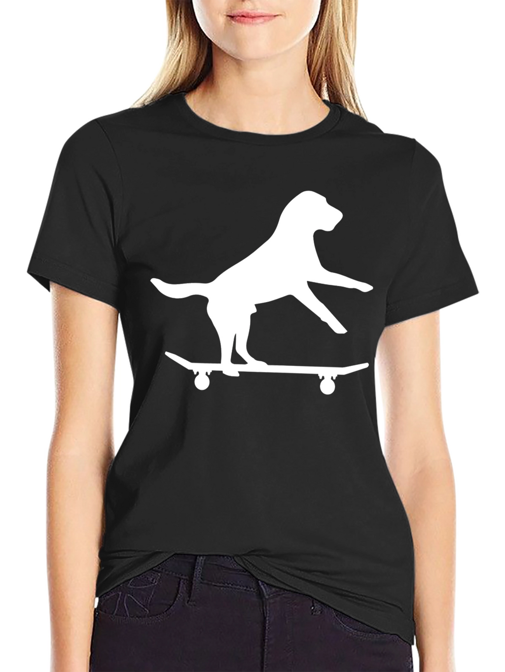Dog on Skateboard Black Graphic Tee