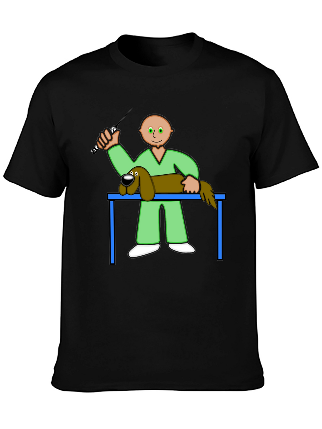 Cartoon Dog Groomer Black T-Shirt