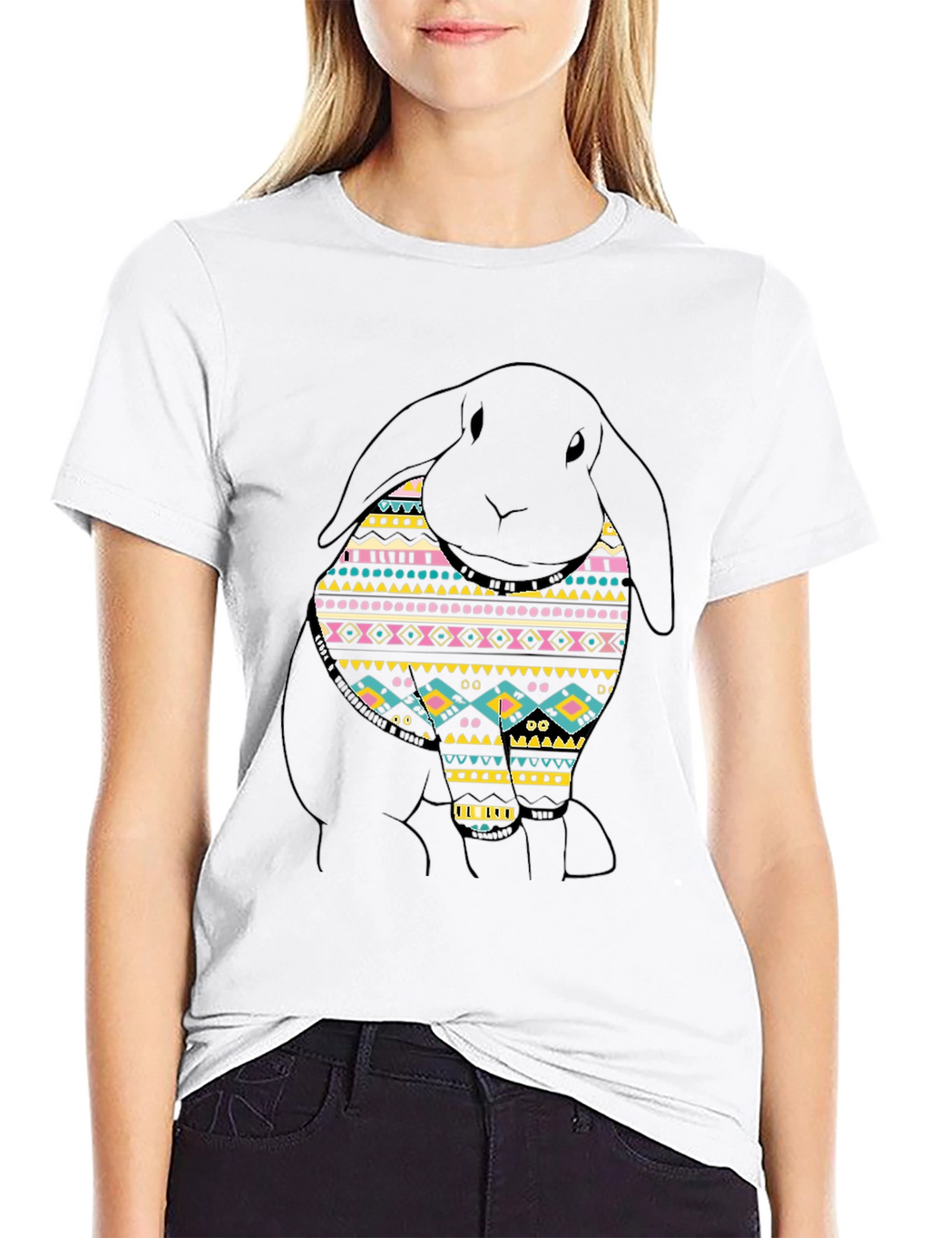 Rabbit Aztec Pattern T-Shirt
