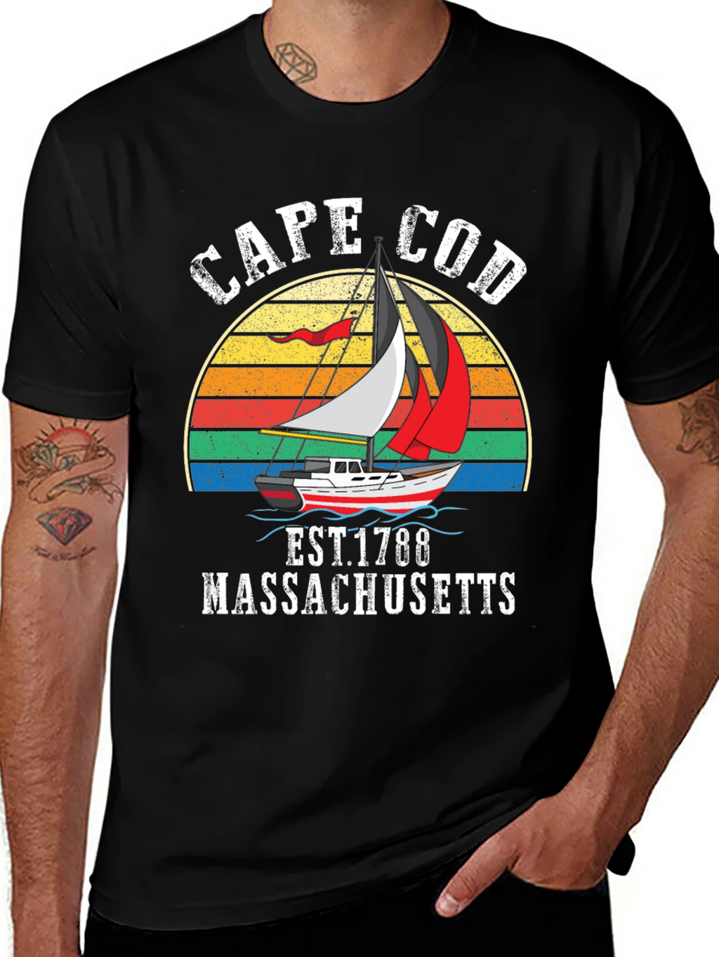 Cape Cod Massachusetts Sailboat T-Shirt