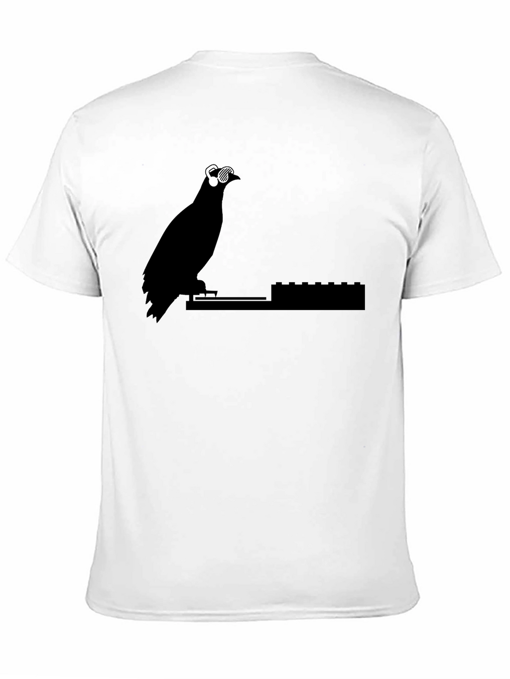 DJ Pigeon Graphic Tee - Black Cotton T-Shirt
