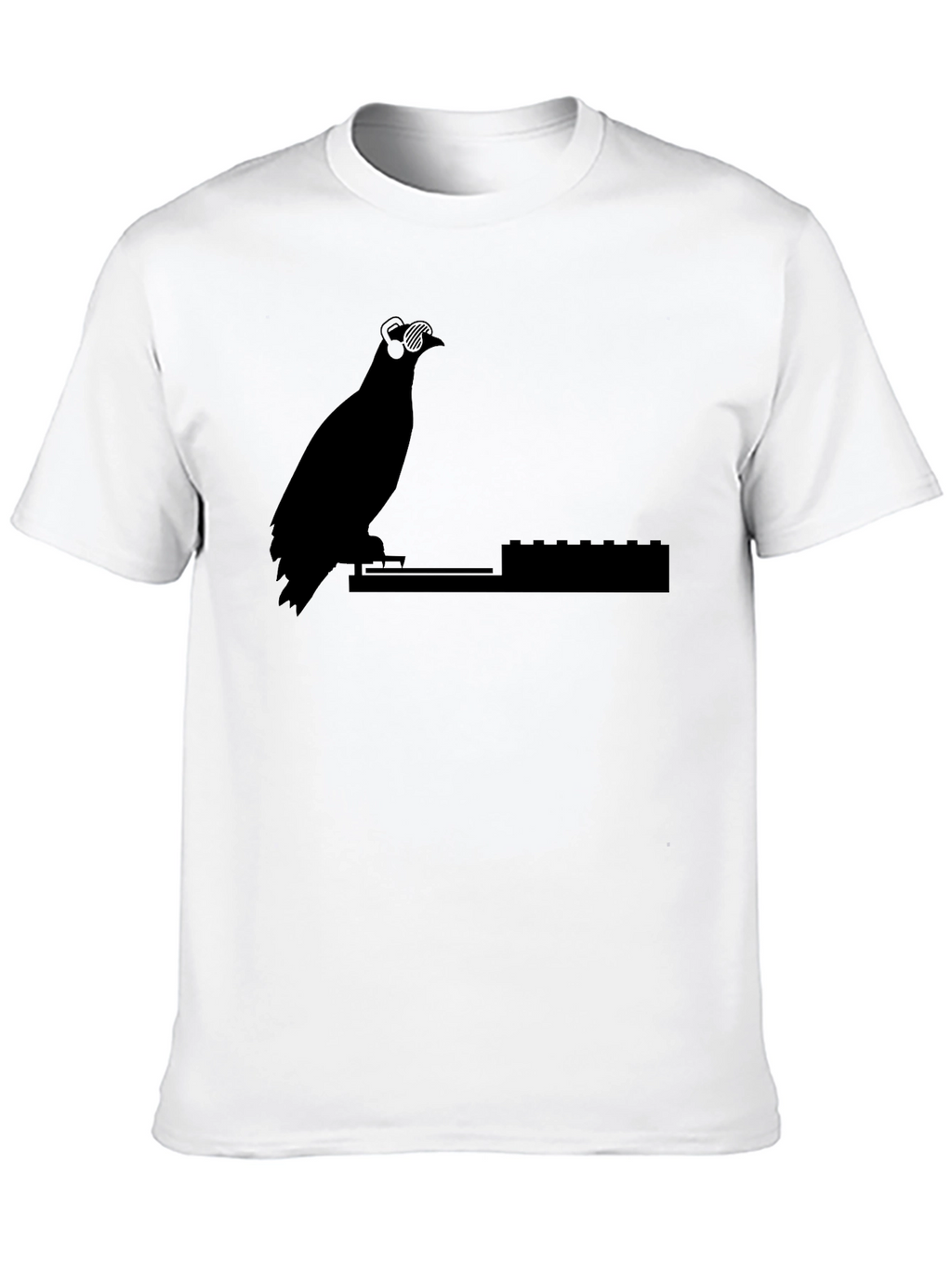 DJ Pigeon Graphic Tee - Black Cotton T-Shirt