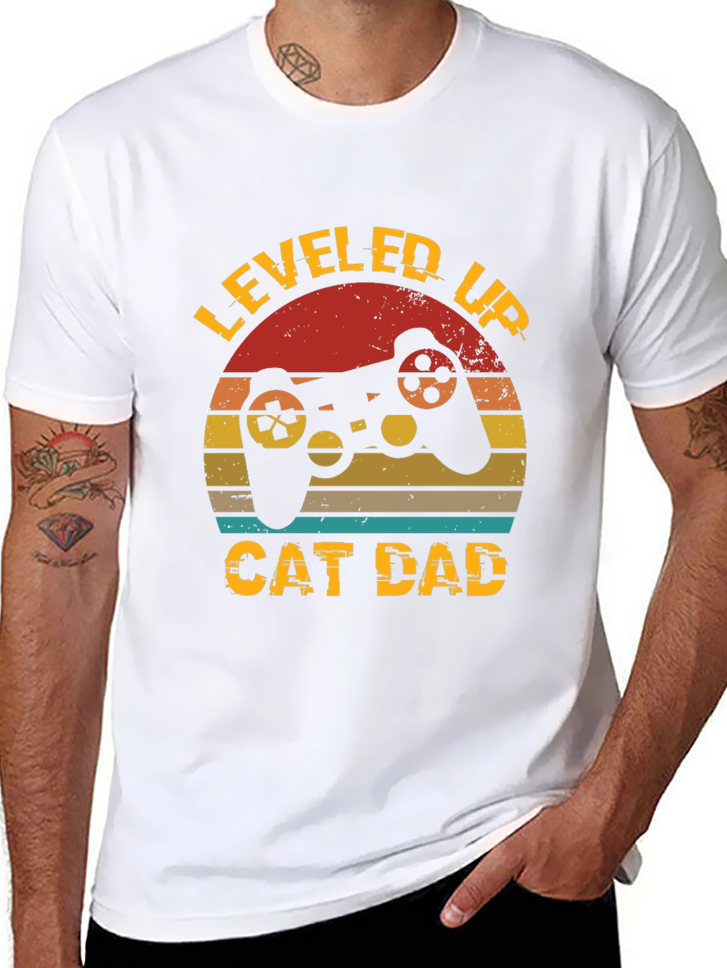 Leveled Up Cat Dad T-Shirt