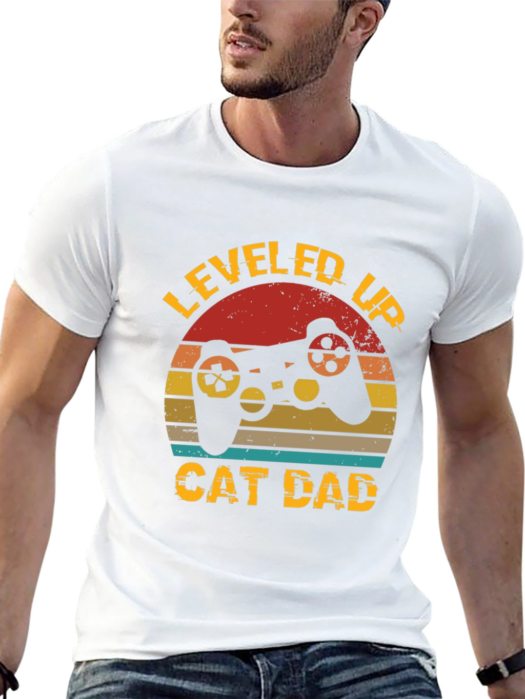 Leveled Up Cat Dad T-Shirt