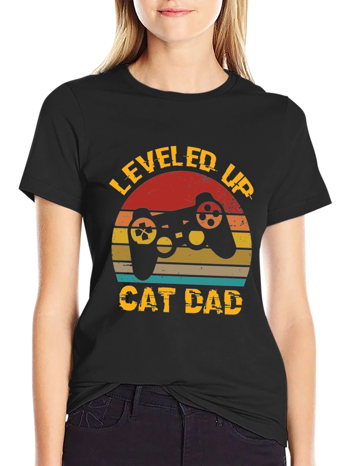 Leveled Up Cat Dad T-Shirt