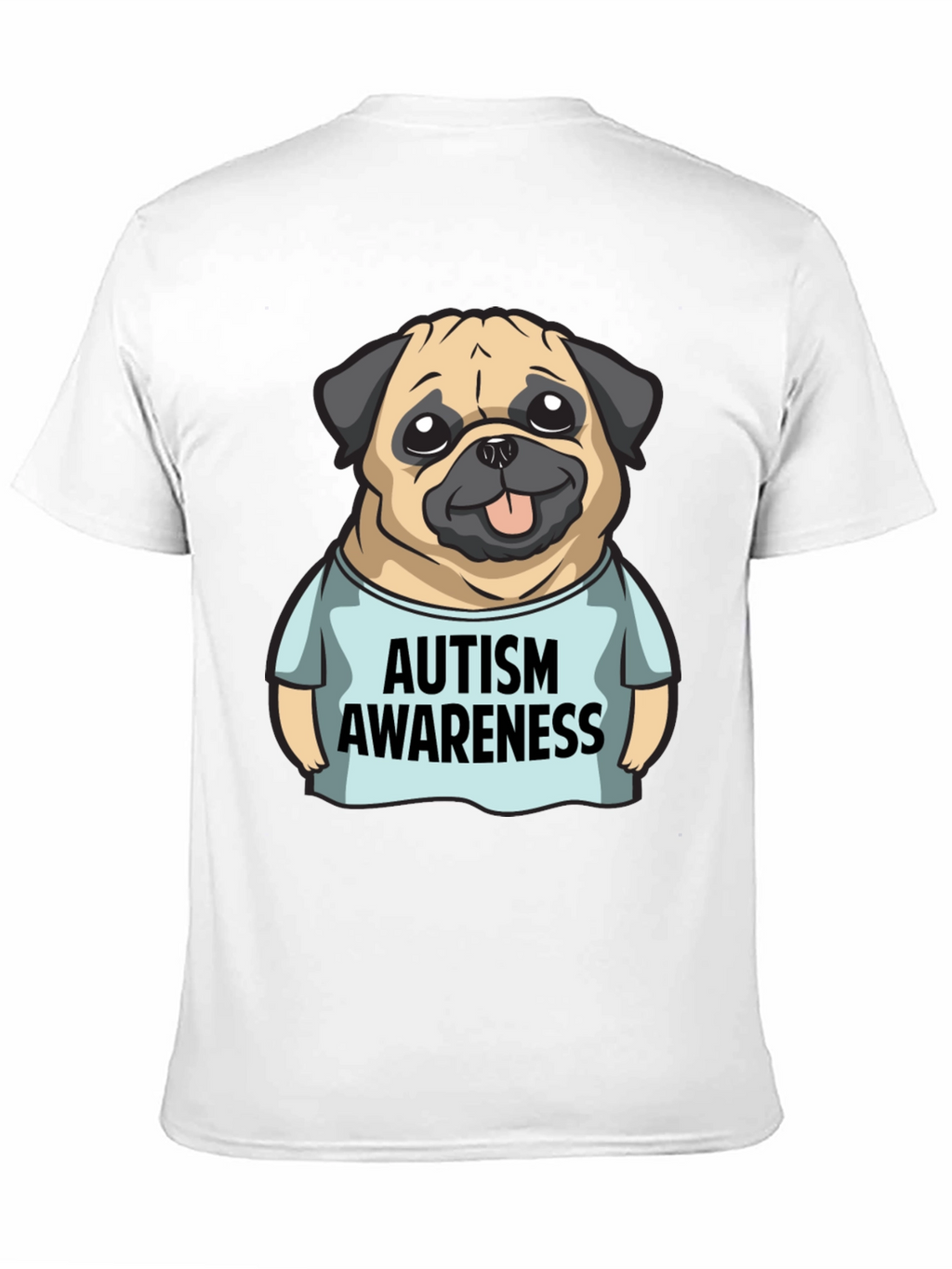 Autism Awareness Pug Graphic Tee - Black