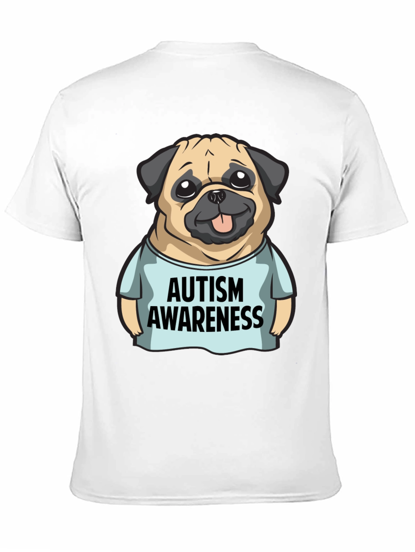 Autism Awareness Pug Graphic Tee - Black