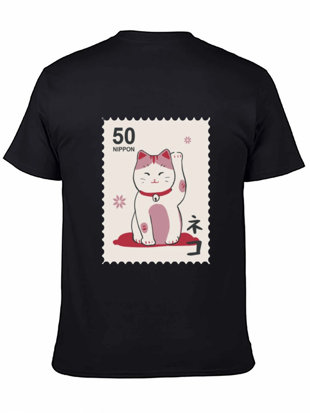 Lucky Cat Stamp T-Shirt - Japanese Nippon Tee